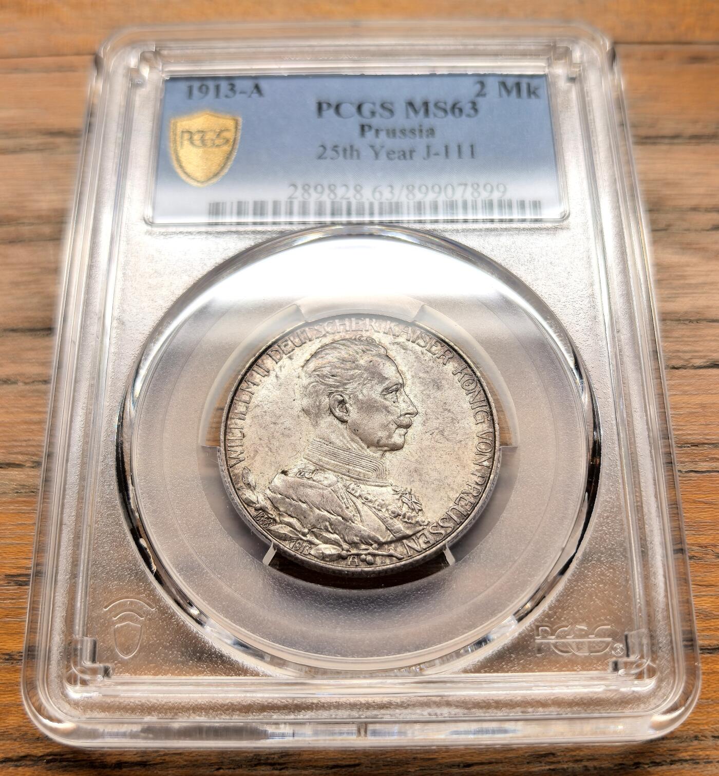 此心安处是吾乡·凡希社世界钱币微拍第三百二十期 1913A德国普鲁士威廉二世2马克纪念银币PCGS-MS63