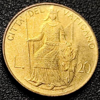 泉币菌-第204场-元宵节专场 本场拍品多 请提前出价 - 原铜光极美 梵蒂冈1980年 20里拉铜币 教皇约翰·保罗二世 21.3mm “四大枢德”坚毅 象征力量与勇气
