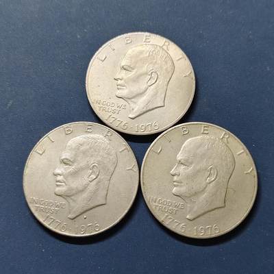 【全场包邮】纯粹捡漏拍508场 - 美国1976年1元独立200周年纪念币3枚一组