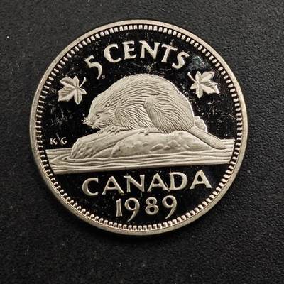 【淘币小摊】实时拍第八百七十二拍   散币银币场    每周一统一发货 - 加拿大1989年5分精制镍币