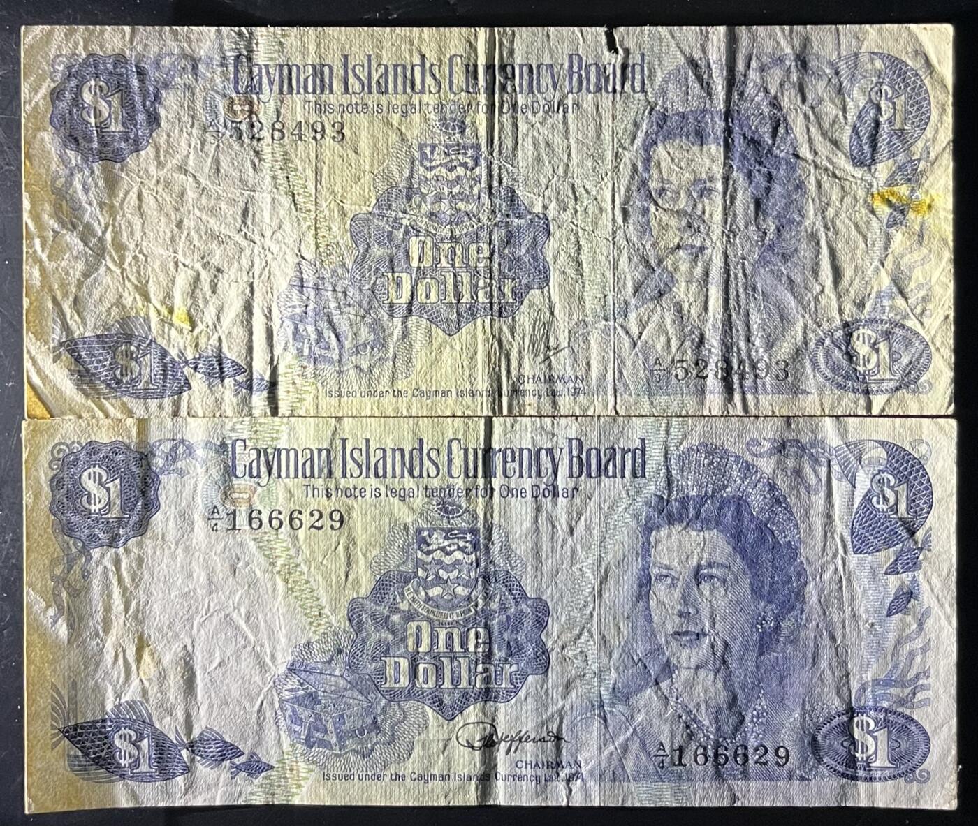 小福收藏拍卖第201期 流通品相裸钞 特惠场 本场拍卖美洲大洋洲非洲亚洲纸币【佣金仅收2% 不设最低佣金 全场包邮】 开曼群岛 1974年 1元 1组2张 