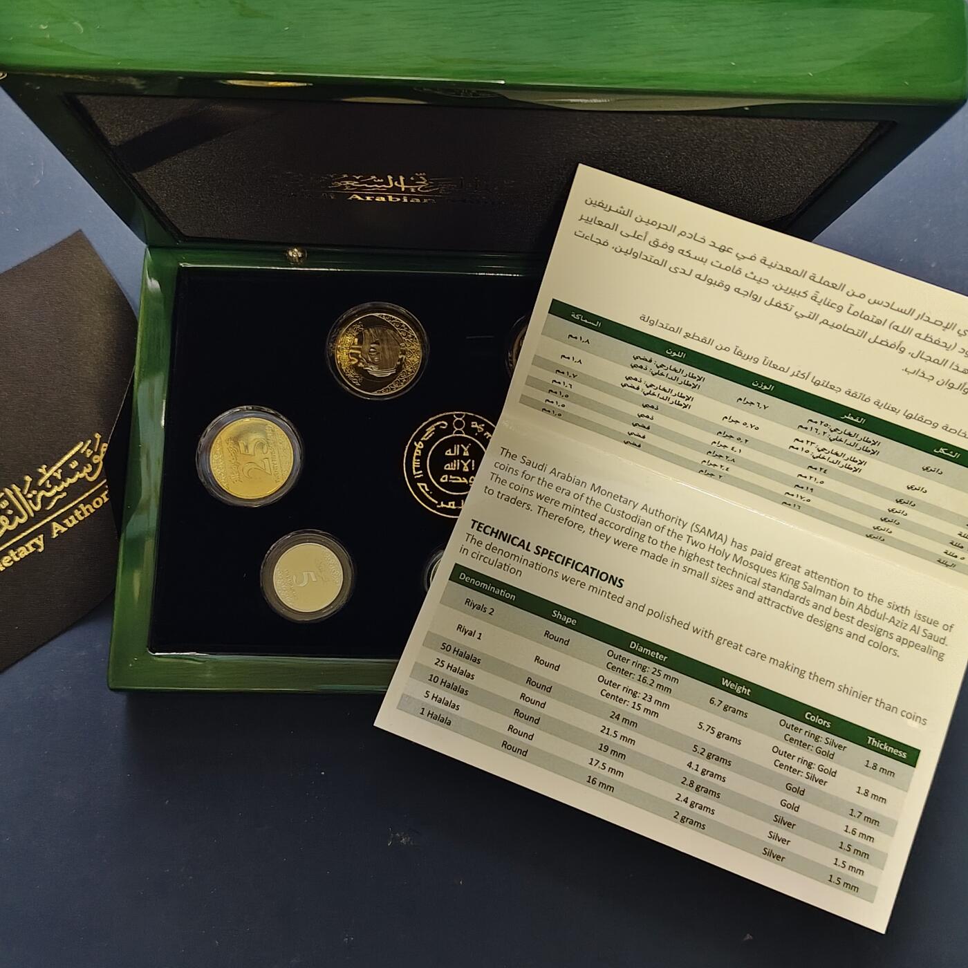 【全场包邮】纯粹捡漏拍509场 【罕见】沙特阿拉伯2016年沙特阿拉伯货币局官方发行纪念萨勒曼·本·阿卜杜勒·阿齐兹·阿勒沙国王作为两圣地监护人精制套币-盒证全-量不详极少见