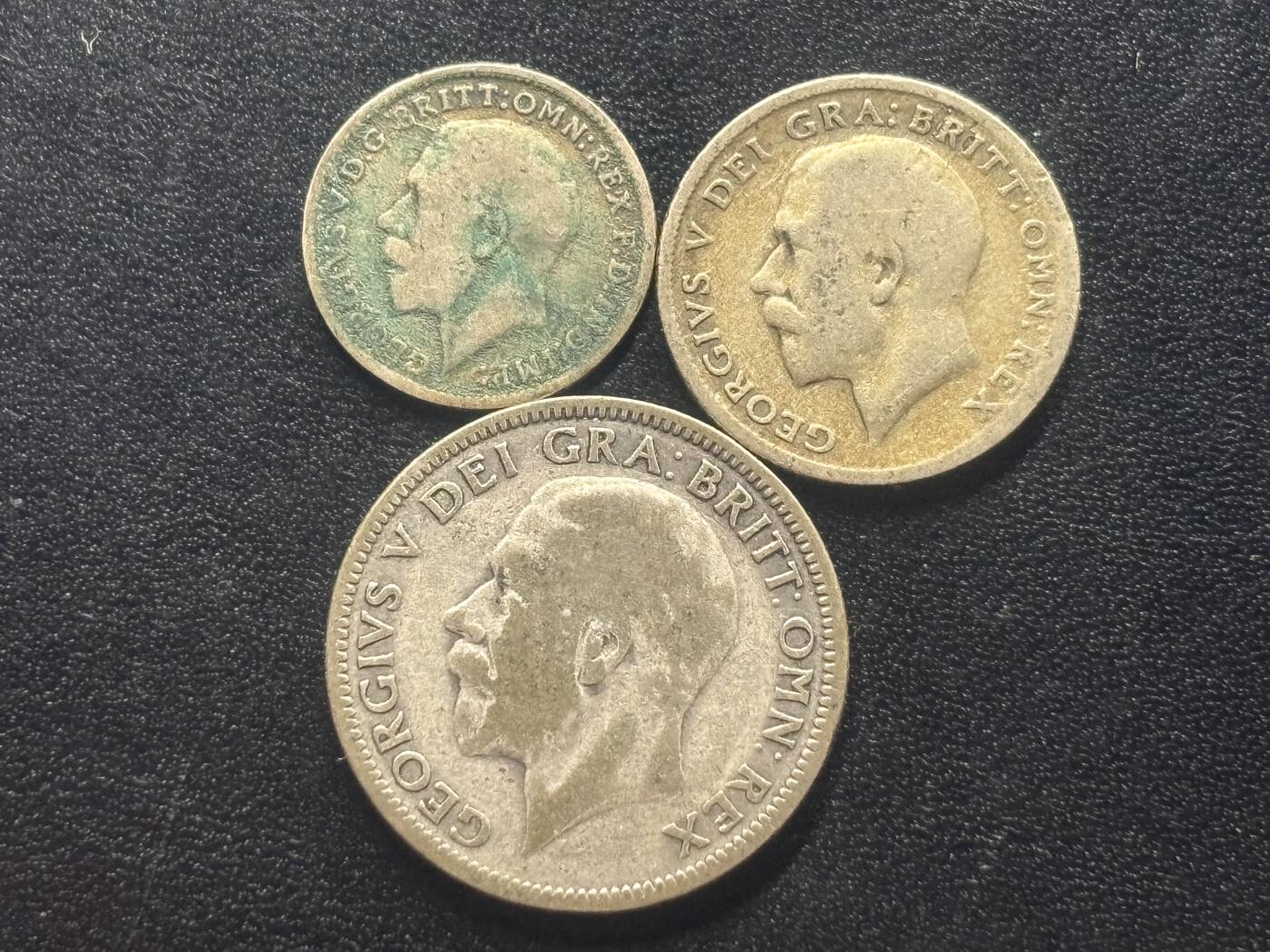 邮泉阁限时拍卖第四十二场（硬币在国外。请付邮费6元。） 英国乔治五世国王银币3枚