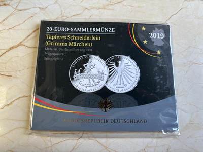 第191期拍卖 - 德国2019年20欧元精制银币 勇敢的小裁缝（格林童话） 18克925银 卡装