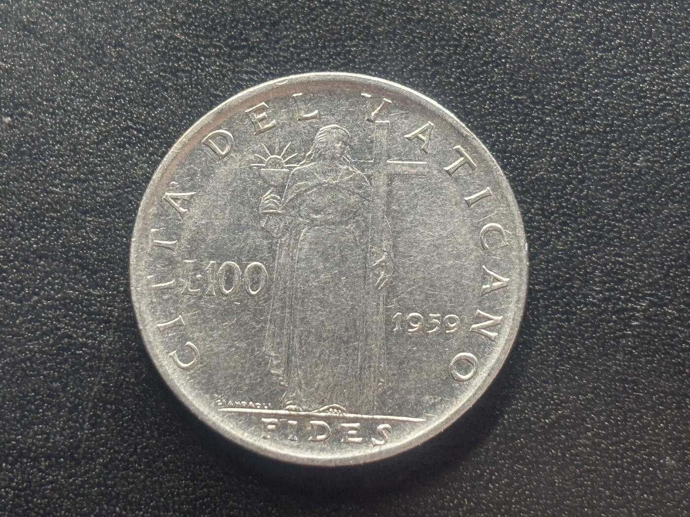 邮泉阁限时拍卖第四十二场（硬币在国外。请付邮费6元。） 梵蒂冈1959年100里拉