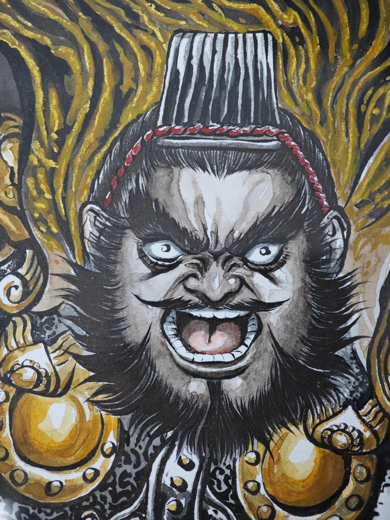 白泽拍卖卡牌手绘专场第33期（去岁千般皆如愿 今年万事定称心） 2025 张建东手绘画 张飞 已装裱 尺寸：内26cm*38.5cm 外30cm*42.5cm  张建东亲签