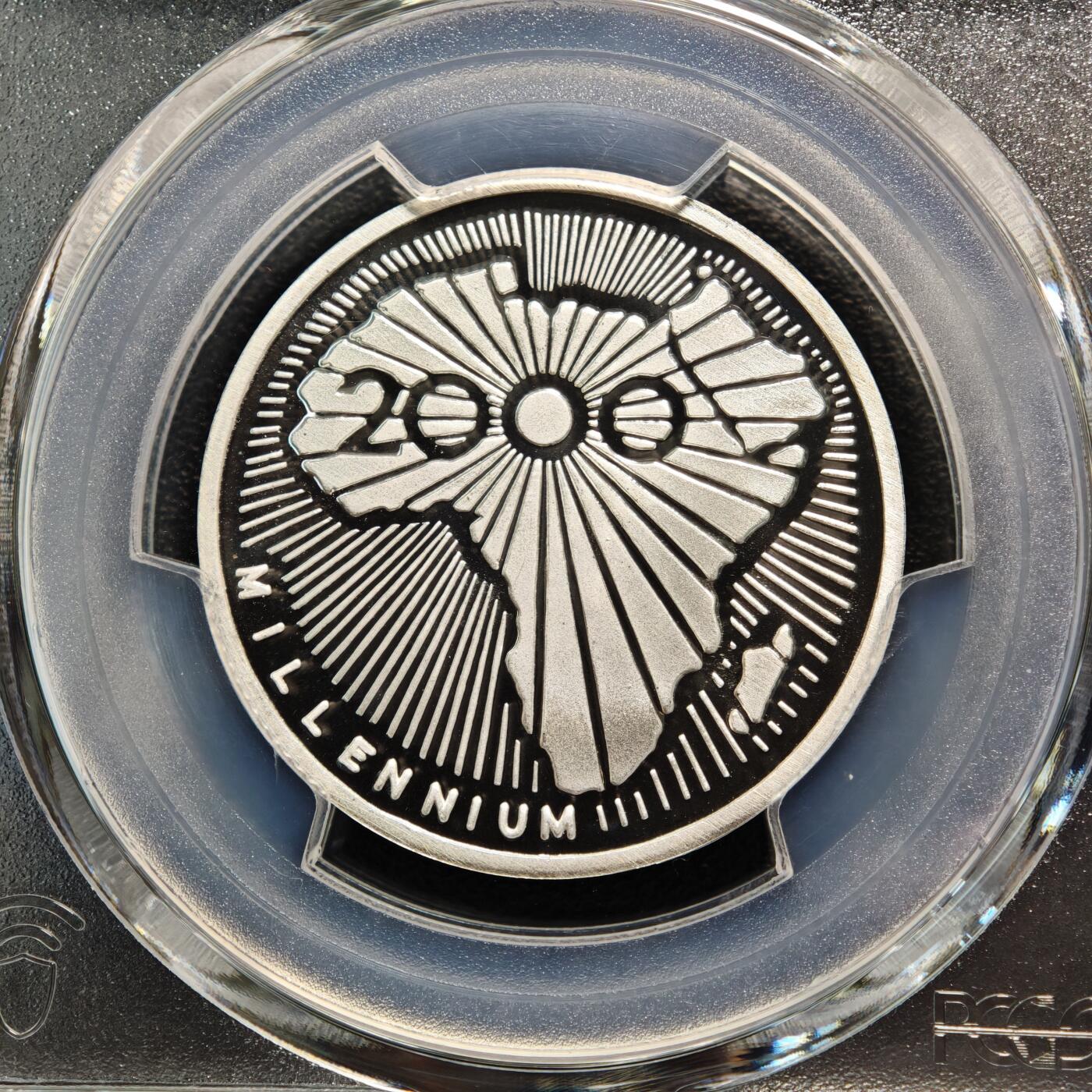 【德藏】世界币章拍卖第166期（拍品征集中~欢迎藏友联系） 2000年 乍得新世纪500法郎精制纪念银币 PCGS PR68DCAM