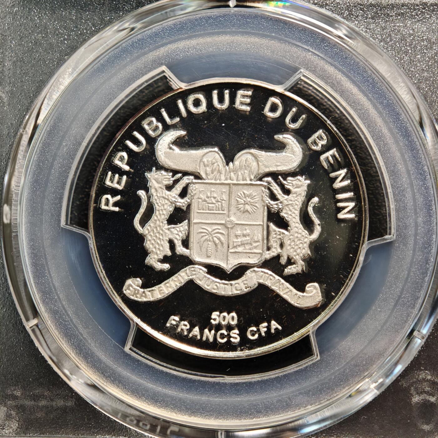 【德藏】世界币章拍卖第166期（拍品征集中~欢迎藏友联系） 1996年 贝宁帆船500法郎精制纪念银币 PCGS PR68DCAM 少见品种