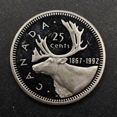 【淘币小摊】实时拍第八百七十二拍   散币银币场    每周一统一发货 - 加拿大1992年建国125周年25分精制镍币2