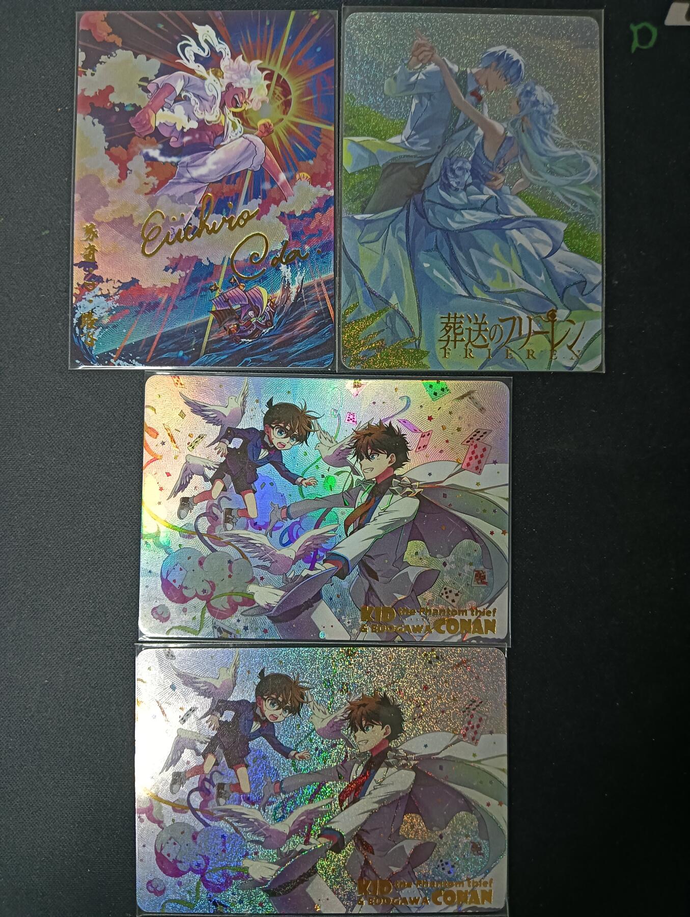 花开卡拍第61期（3月7号周六截拍，品控勿拍!!!拍品不寄存，运费5元（新疆需补运费差价或顺丰到付），自制卡难免瑕疵，可能存在轻微撞角爆边等出厂瑕疵，品控介意勿拍！） 白花恋诗 路飞+柯南 2宫2工艺 4张