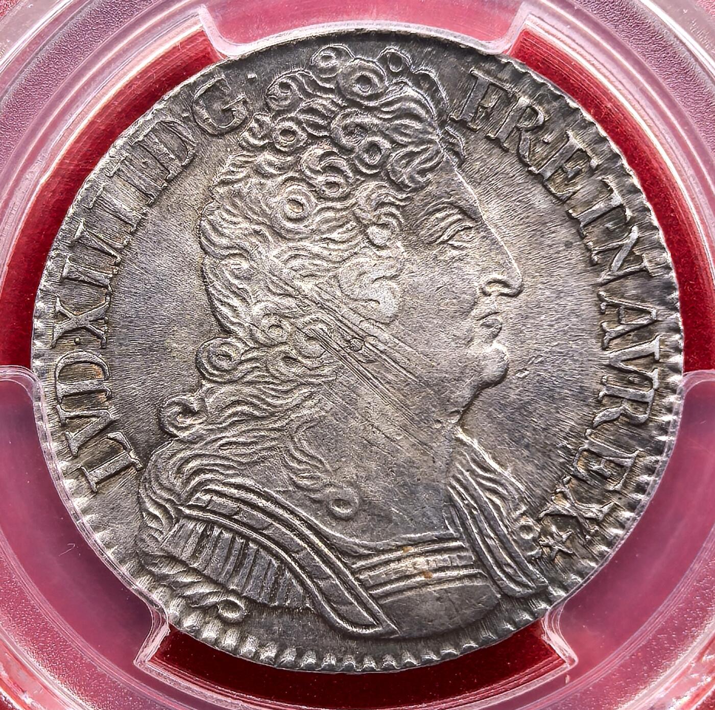 此心安处是吾乡·凡希社世界钱币微拍第三百二十期 1712A法国太阳王路易十四1/2埃居银币PCGS-MS61，欧陆灰彩，质感一流，半埃居好品相当稀少。（视频参考）