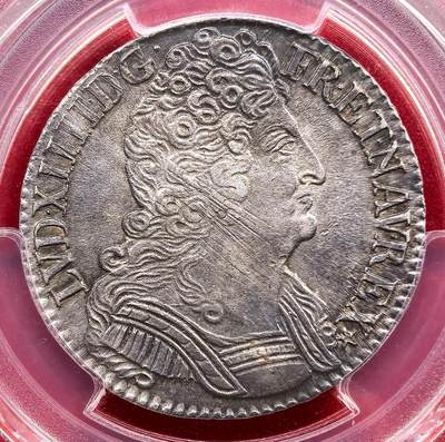 此心安处是吾乡·凡希社世界钱币微拍第三百二十期 - 1712A法国太阳王路易十四1/2埃居银币PCGS-MS61，欧陆灰彩，质感一流，半埃居好品相当稀少。（视频参考）