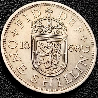 泉币菌-第204场-元宵节专场 本场拍品多 请提前出价 - 1966年 英国1先令镍币 伊丽莎白二世 站狮盾徽  23.5mm