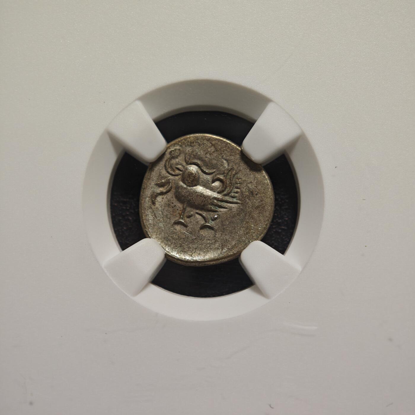 【德藏】世界币章拍卖第166期（拍品征集中~欢迎藏友联系） 1847-60年 柬埔寨小鸟银币 NGC AU55 图案立体感十足