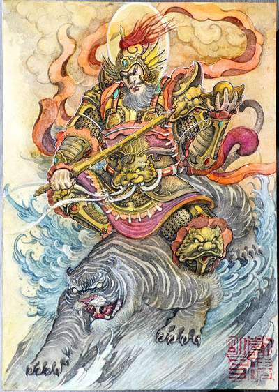 白泽拍卖卡牌手绘专场第33期（去岁千般皆如愿 今年万事定称心） - 2025 刘晓明手绘画 赵公明 A3  刘晓明钤印