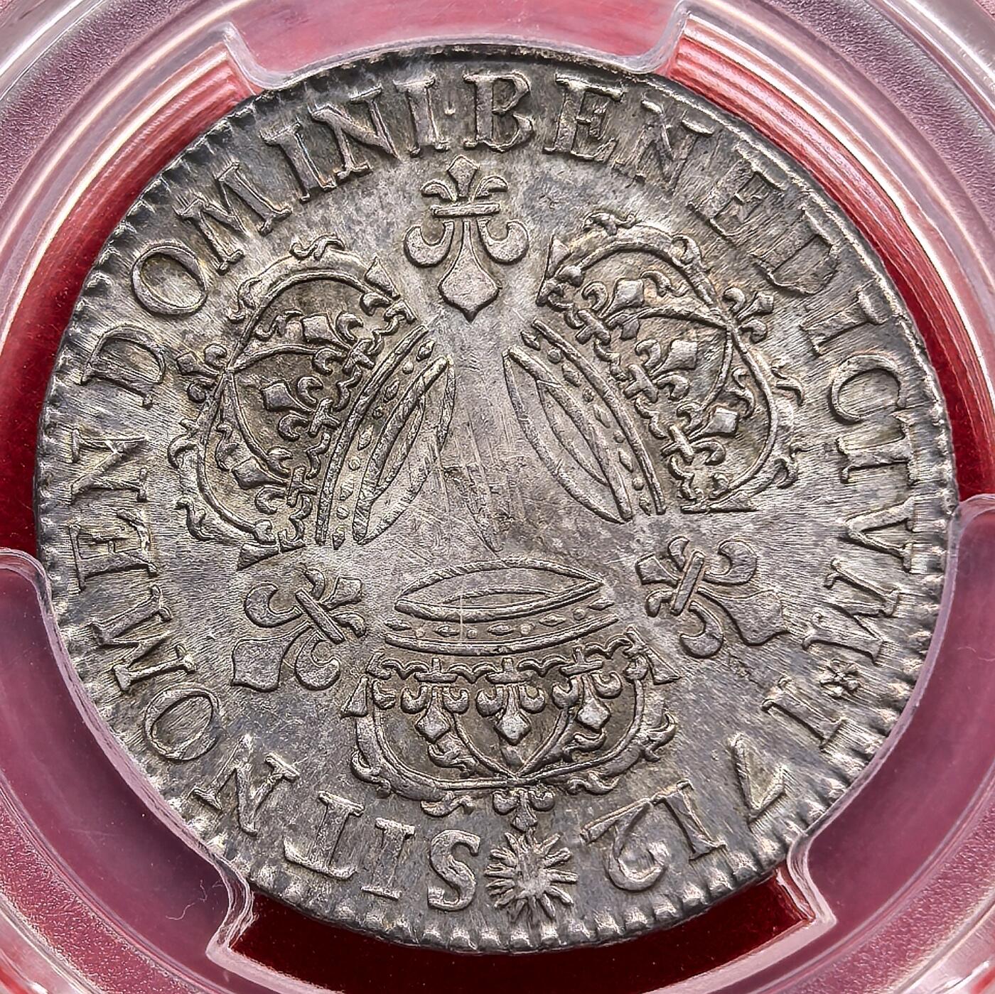 此心安处是吾乡·凡希社世界钱币微拍第三百二十期 1712A法国太阳王路易十四1/2埃居银币PCGS-MS61，欧陆灰彩，质感一流，半埃居好品相当稀少。（视频参考）