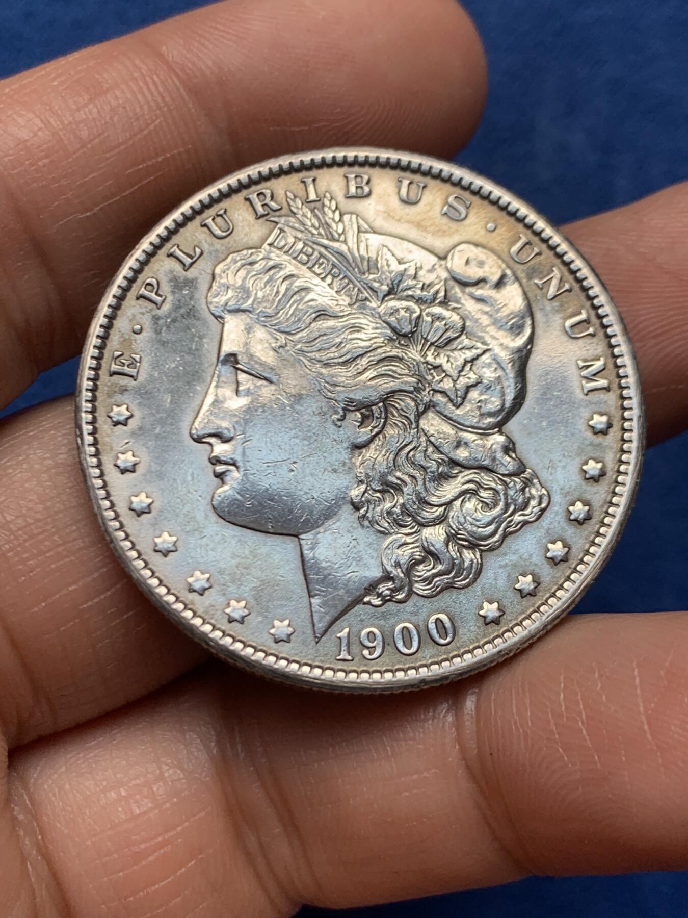 《竞宝斋》第466场 周日，周一 2场连拍 （全场包邮）欢迎送拍 美国1900年摩根银币