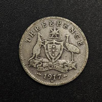 【淘币小摊】实时拍第八百七十四拍   银币散币场    每周一统一发货 - 澳大利亚1917年乔治五世3便士银币