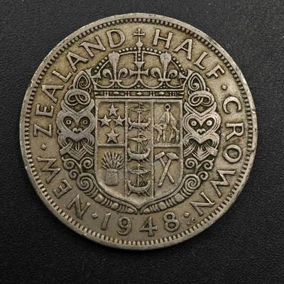 【淘币小摊】实时拍第八百七十四拍   银币散币场    每周一统一发货 - 新西兰1948年乔治六世半克朗镍币