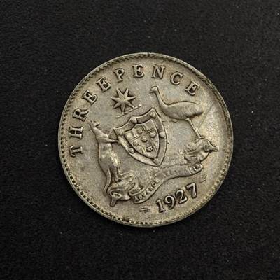 【淘币小摊】实时拍第八百七十四拍   银币散币场    每周一统一发货 - 澳大利亚1927年乔治五世3便士银币