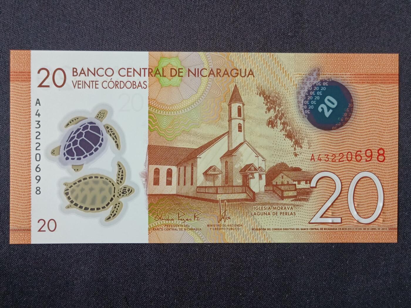 【游宝拍卖】丙午马年第6期 尼加拉瓜-20科多巴【2019年 全新UNC】