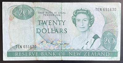 小福收藏拍卖第201期 流通品相裸钞 特惠场 本场拍卖美洲大洋洲非洲亚洲纸币【佣金仅收2% 不设最低佣金 全场包邮】 - 新西兰  20元 