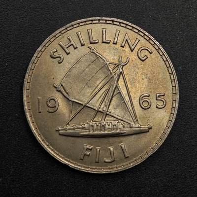 【淘币小摊】实时拍第八百七十四拍   银币散币场    每周一统一发货 - 斐济1965年伊丽莎白二世一先令镍币