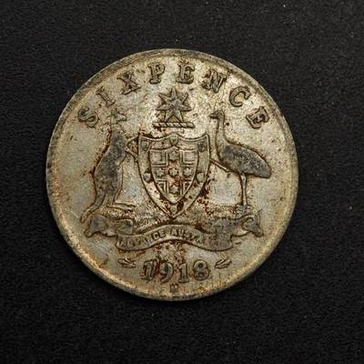 【淘币小摊】实时拍第八百七十四拍   银币散币场    每周一统一发货 - 澳大利亚1918年乔治五世6便士银币