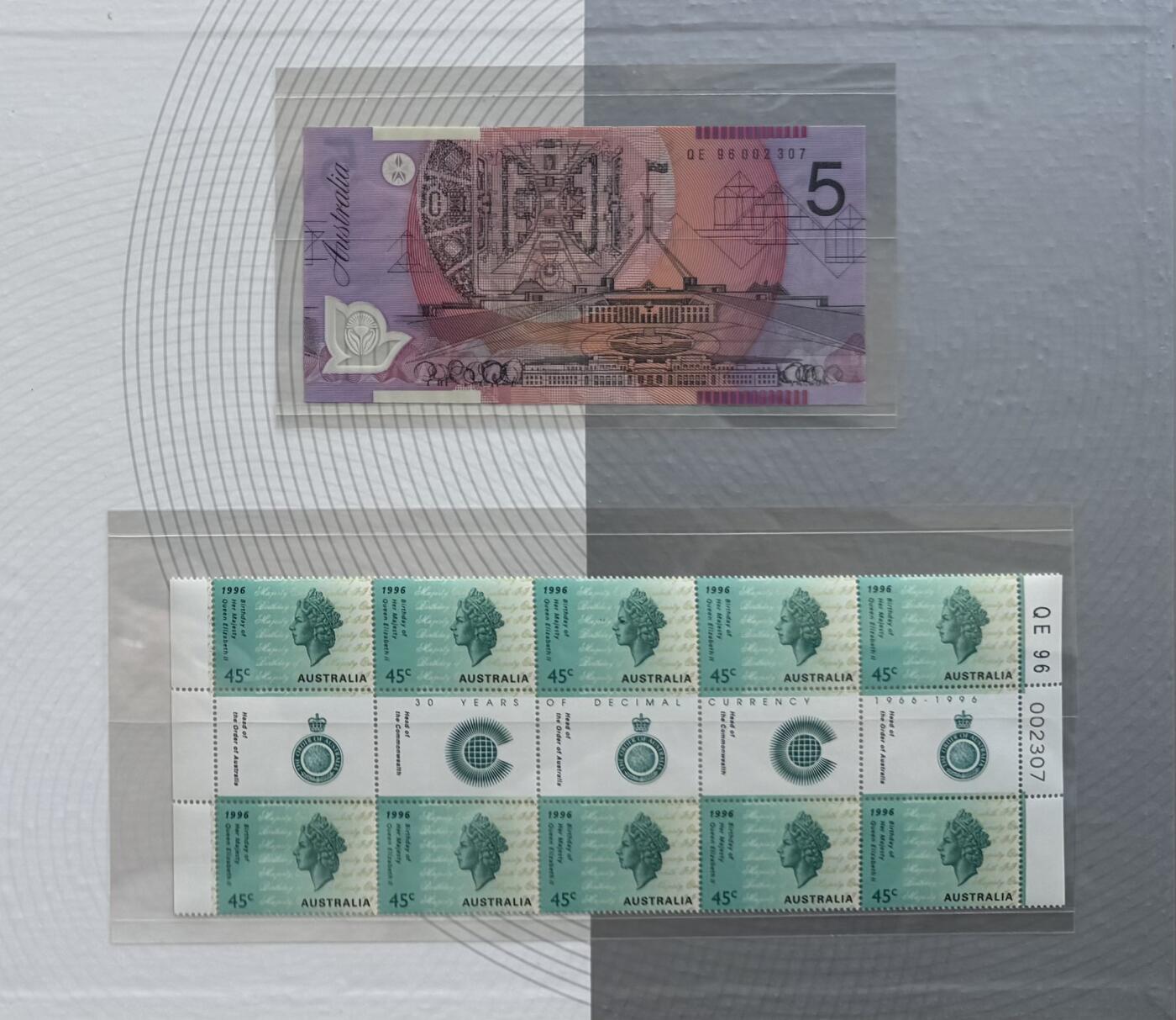 2026第4场（总第231期）：精品测试钞、外钞综合场  黑字版/QE女王冠 澳大利亚“货币十进制30周年”5元塑料纪念钞册装UNC（第2307号）