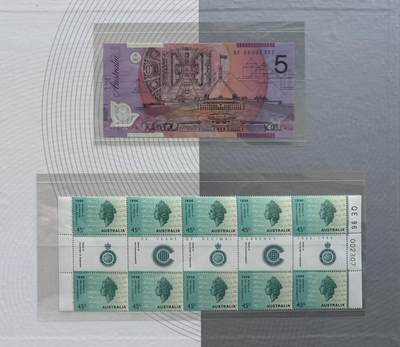 2026第4场（总第231期）：精品测试钞、外钞综合场  - 黑字版/QE女王冠 澳大利亚“货币十进制30周年”5元塑料纪念钞册装UNC（第2307号）