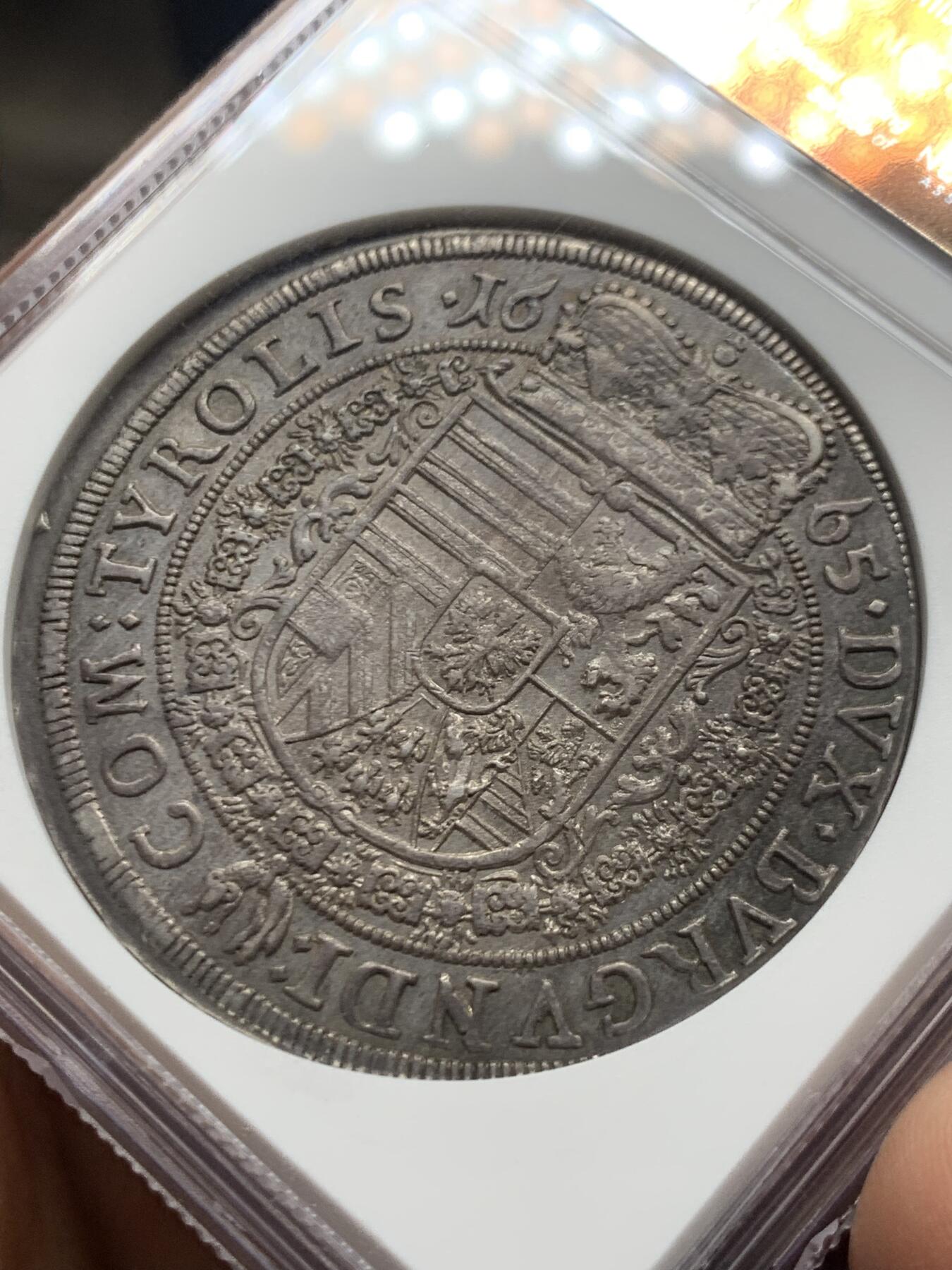 《竞宝斋》第466场 周日，周一 2场连拍 （全场包邮）欢迎送拍 NGC AU58 奥地利 1665 蒂罗尔 泰勒大银币 独年发行 稀少品种 自然深包浆