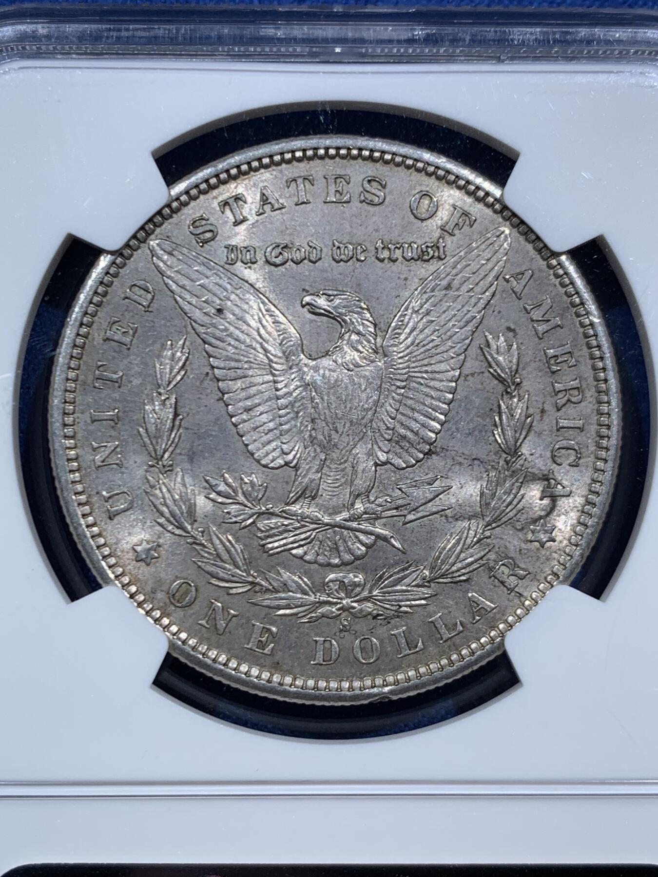 《竞宝斋》第466场 周日，周一 2场连拍 （全场包邮）欢迎送拍 NGC UNCD 美国1897年摩根1美元银币