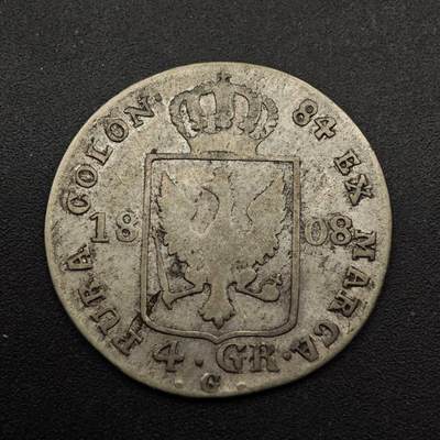 【淘币小摊】实时拍第八百七十三拍   银币套币场    每周一统一发货 - 德国1808年普鲁士4格罗申银币