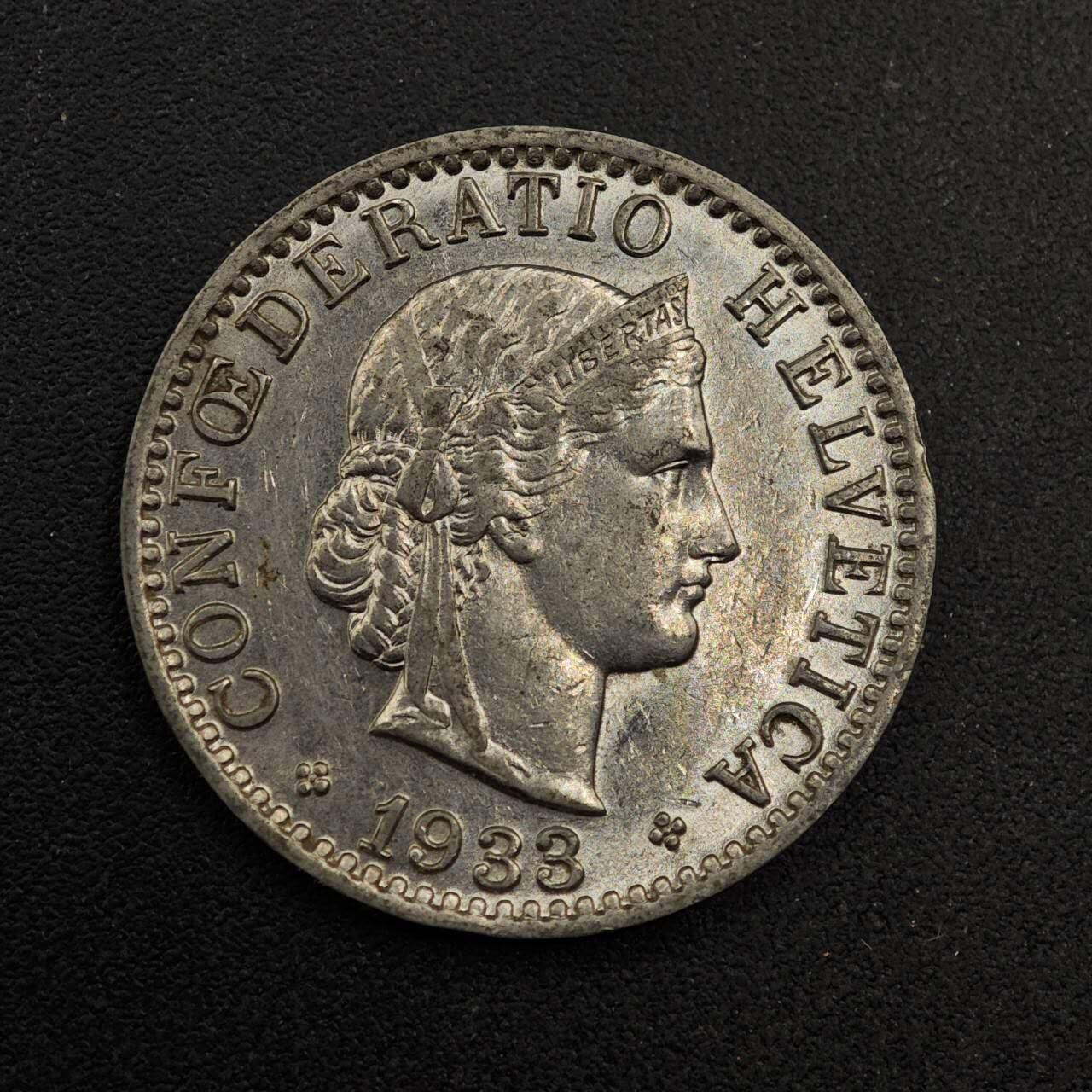 【淘币小摊】实时拍第八百七十四拍   银币散币场    每周一统一发货 瑞士1933年20分镍币