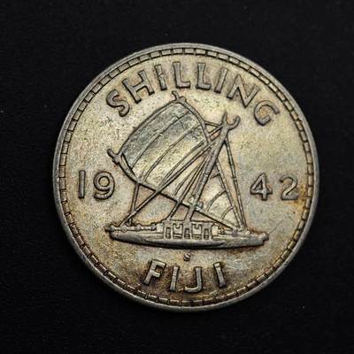 【淘币小摊】实时拍第八百七十四拍   银币散币场    每周一统一发货 - 斐济1942年乔治六世一先令银币