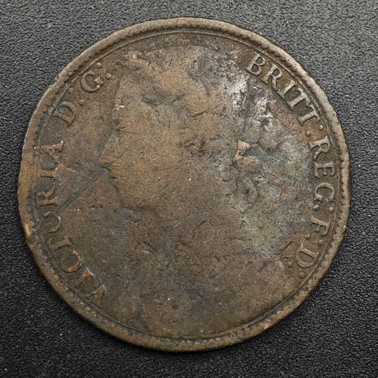 【淘币小摊】实时拍第八百七十四拍   银币散币场    每周一统一发货 英国1879年维多利亚一便士铜币