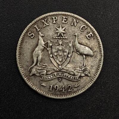 【淘币小摊】实时拍第八百七十四拍   银币散币场    每周一统一发货 - 澳大利亚1942年乔治六世6便士银币