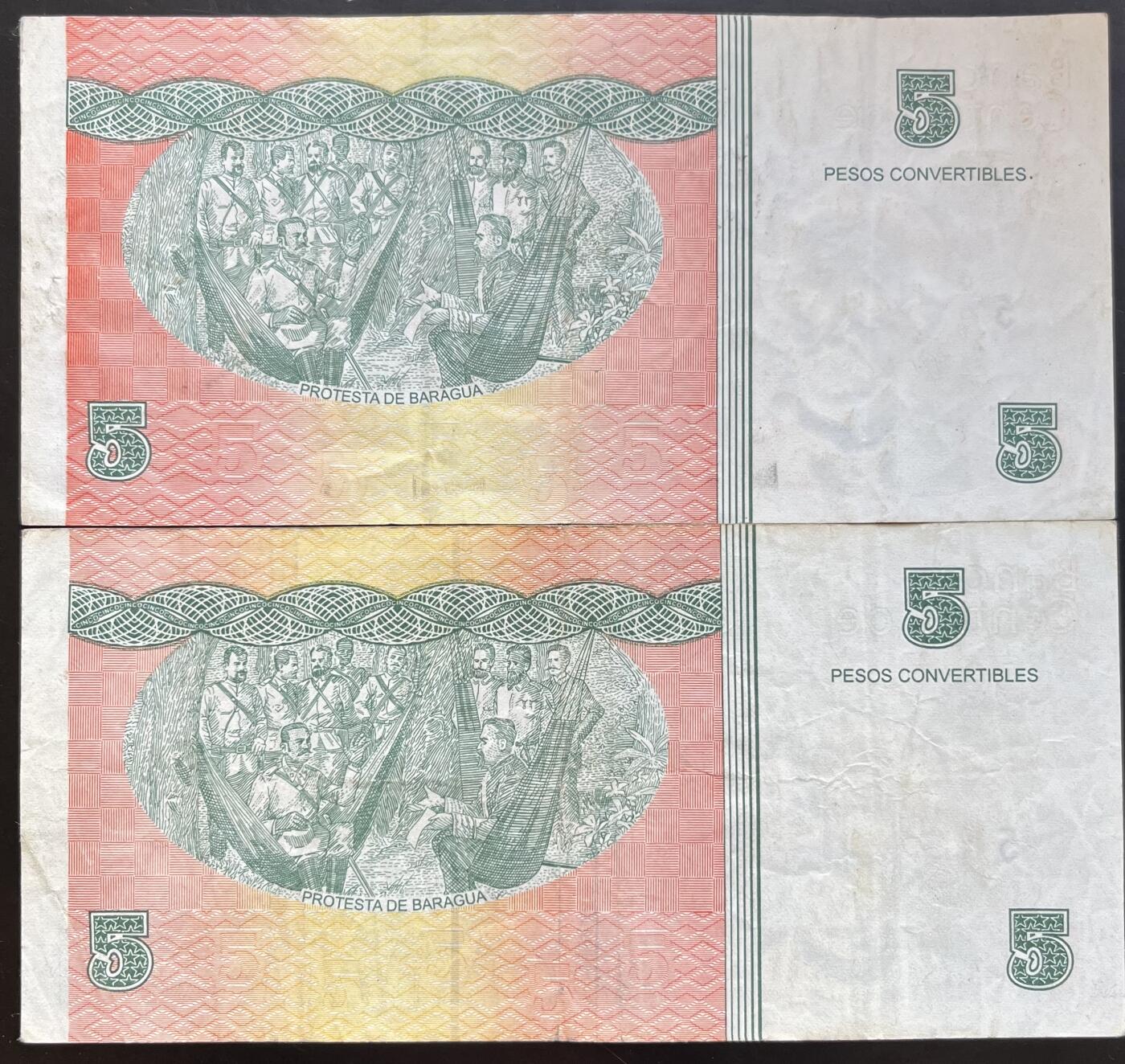 小福收藏拍卖第201期 流通品相裸钞 特惠场 本场拍卖美洲大洋洲非洲亚洲纸币【佣金仅收2% 不设最低佣金 全场包邮】 古巴 2006年 5比索 外汇券 首年份 1组2张 