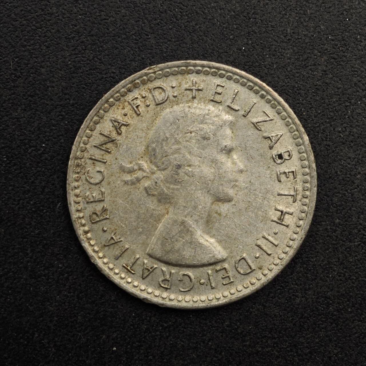 【淘币小摊】实时拍第八百七十四拍   银币散币场    每周一统一发货 澳大利亚1962年伊丽莎白二世6便士银币