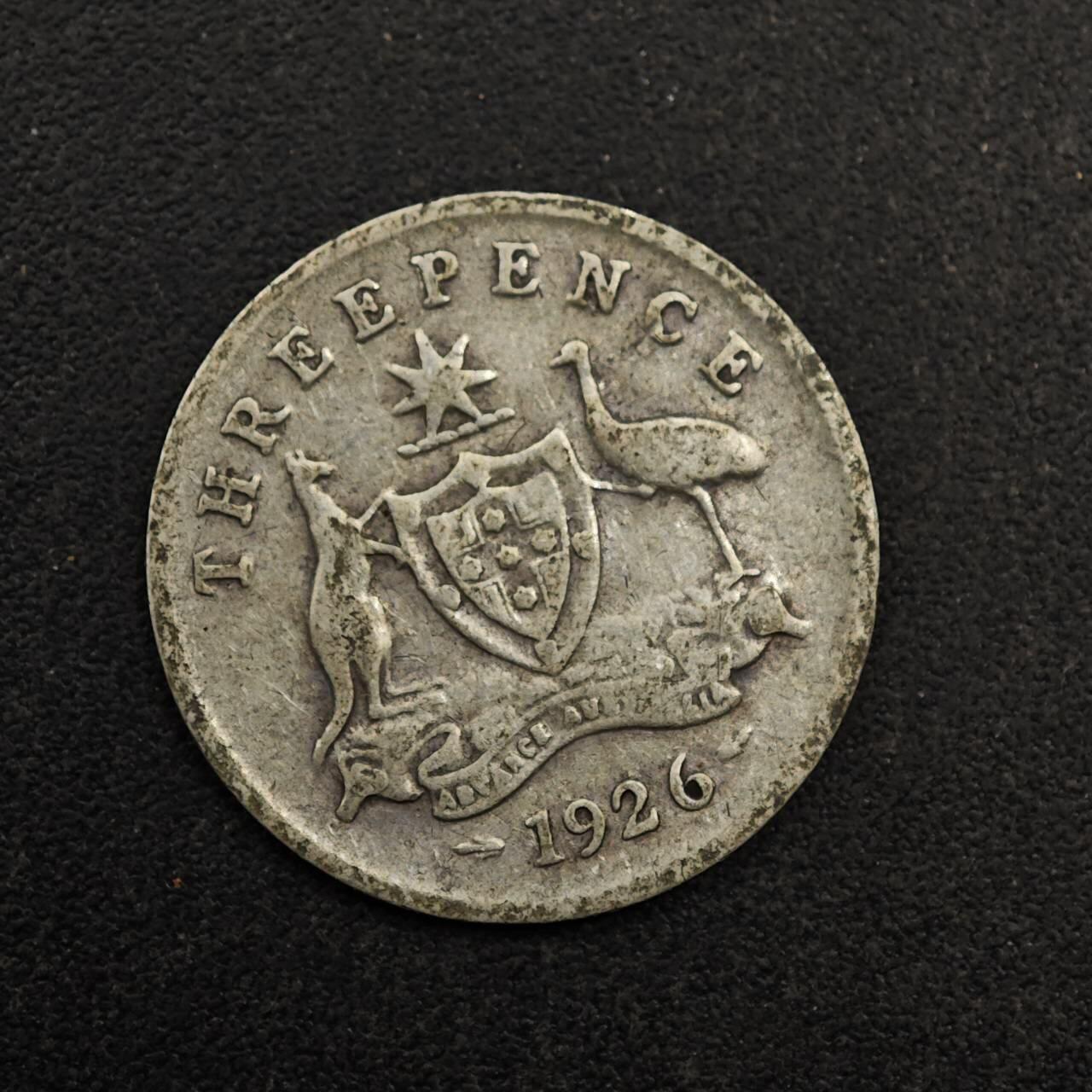 【淘币小摊】实时拍第八百七十四拍   银币散币场    每周一统一发货 澳大利亚1926年乔治五世3便士银币