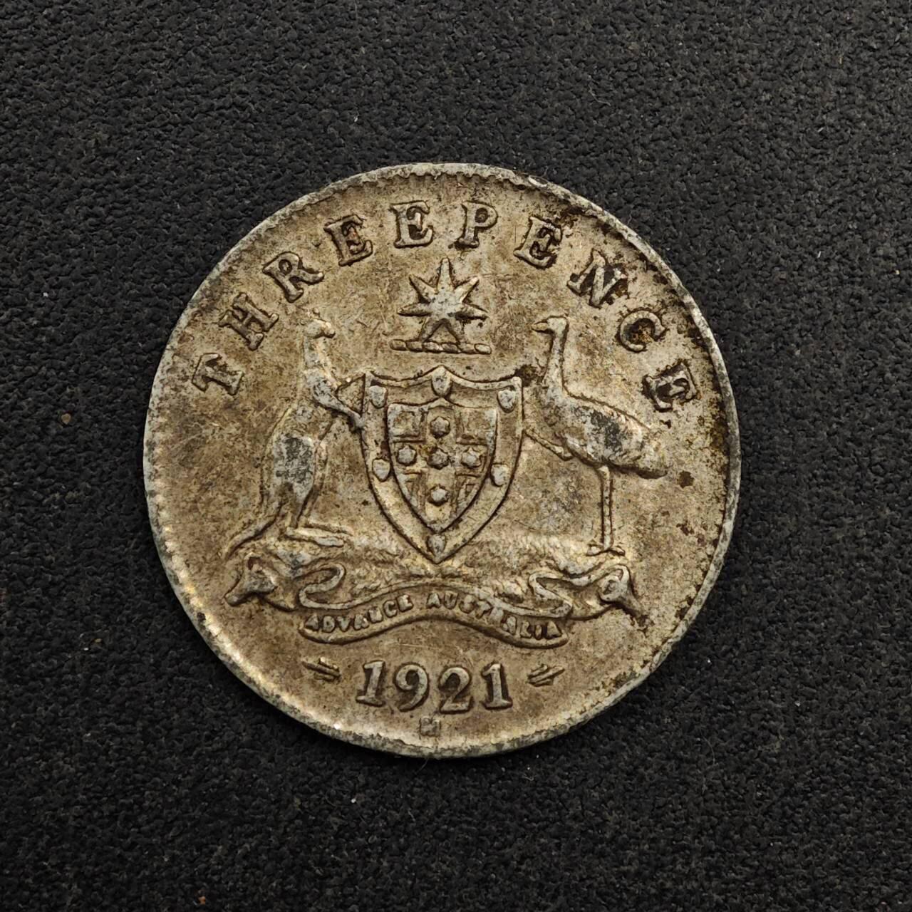 【淘币小摊】实时拍第八百七十四拍   银币散币场    每周一统一发货 澳大利亚1921年乔治五世3便士银币