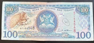 小福收藏拍卖第201期 流通品相裸钞 特惠场 本场拍卖美洲大洋洲非洲亚洲纸币【佣金仅收2% 不设最低佣金 全场包邮】 - 特立尼达和多巴哥 2002年 100元 
