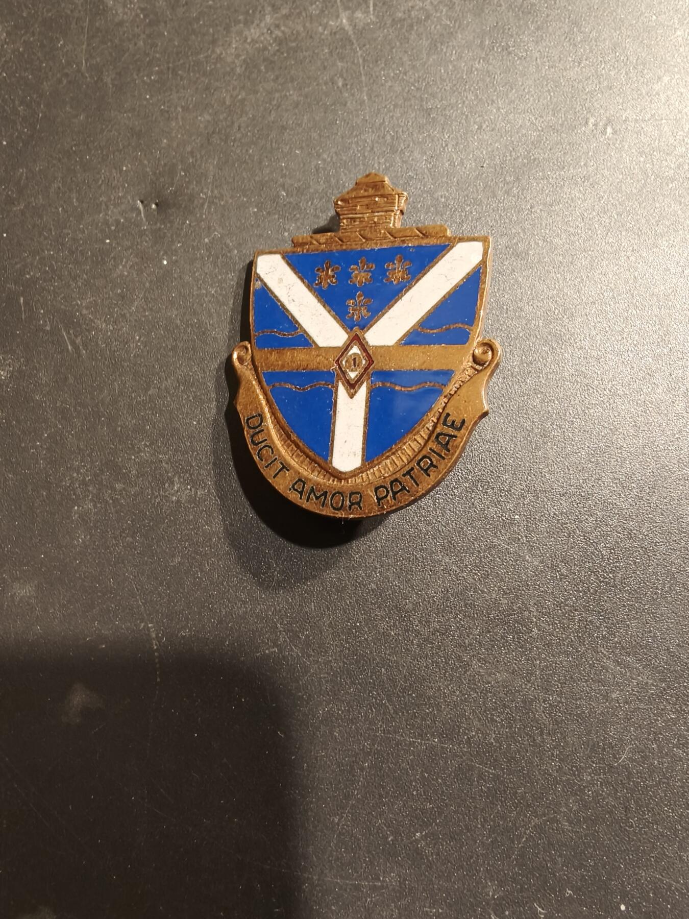 老王徽章第185期 美国陆军第131步兵团证章    二战时期铜质珐琅