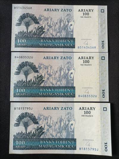 【游宝拍卖】丙午马年第6期 - 马达加斯加 3张 UNC/UNC-