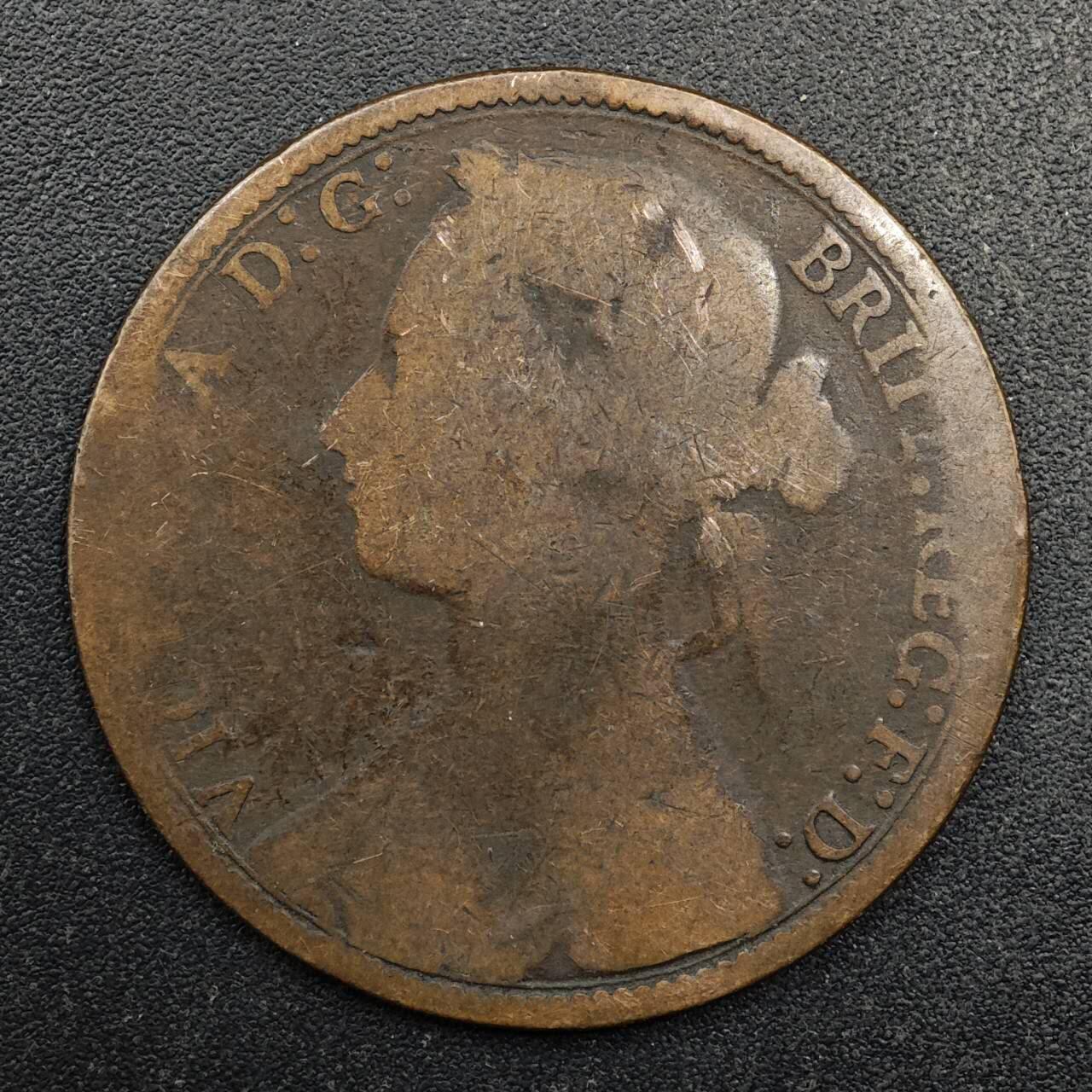 【淘币小摊】实时拍第八百七十四拍   银币散币场    每周一统一发货 英国1875年维多利亚一便士铜币