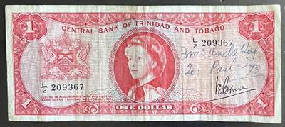 小福收藏拍卖第201期 流通品相裸钞 特惠场 本场拍卖美洲大洋洲非洲亚洲纸币【佣金仅收2% 不设最低佣金 全场包邮】 - 特立尼达和多巴哥 1964年 1元 