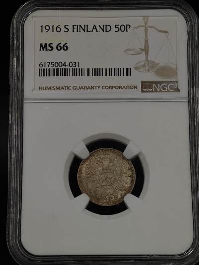 【淘币小摊】实时拍第八百七十三拍   银币套币场    每周一统一发货 - 芬兰1916年50芬妮银币 NGC MS66