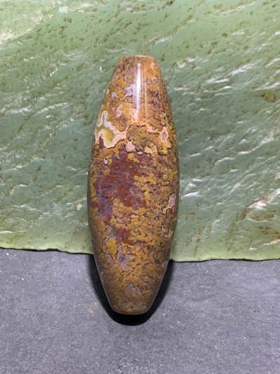 精美罕见冻料草花纹战国红玛瑙天珠形随形桶珠一个， - 精美罕见冻料草花纹战国红玛瑙天珠形随形桶珠一个，