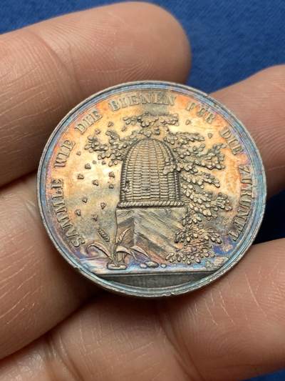 《竞宝斋》第466场 周日，周一 2场连拍 （全场包邮）欢迎送拍 - 法国 19世纪 储蓄互助组织银质代币 9.3g 29.6mm