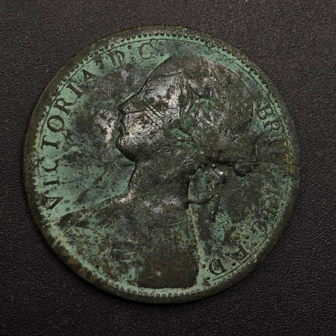 【淘币小摊】实时拍第八百七十四拍   银币散币场    每周一统一发货 英国1866年维多利亚一便士铜币